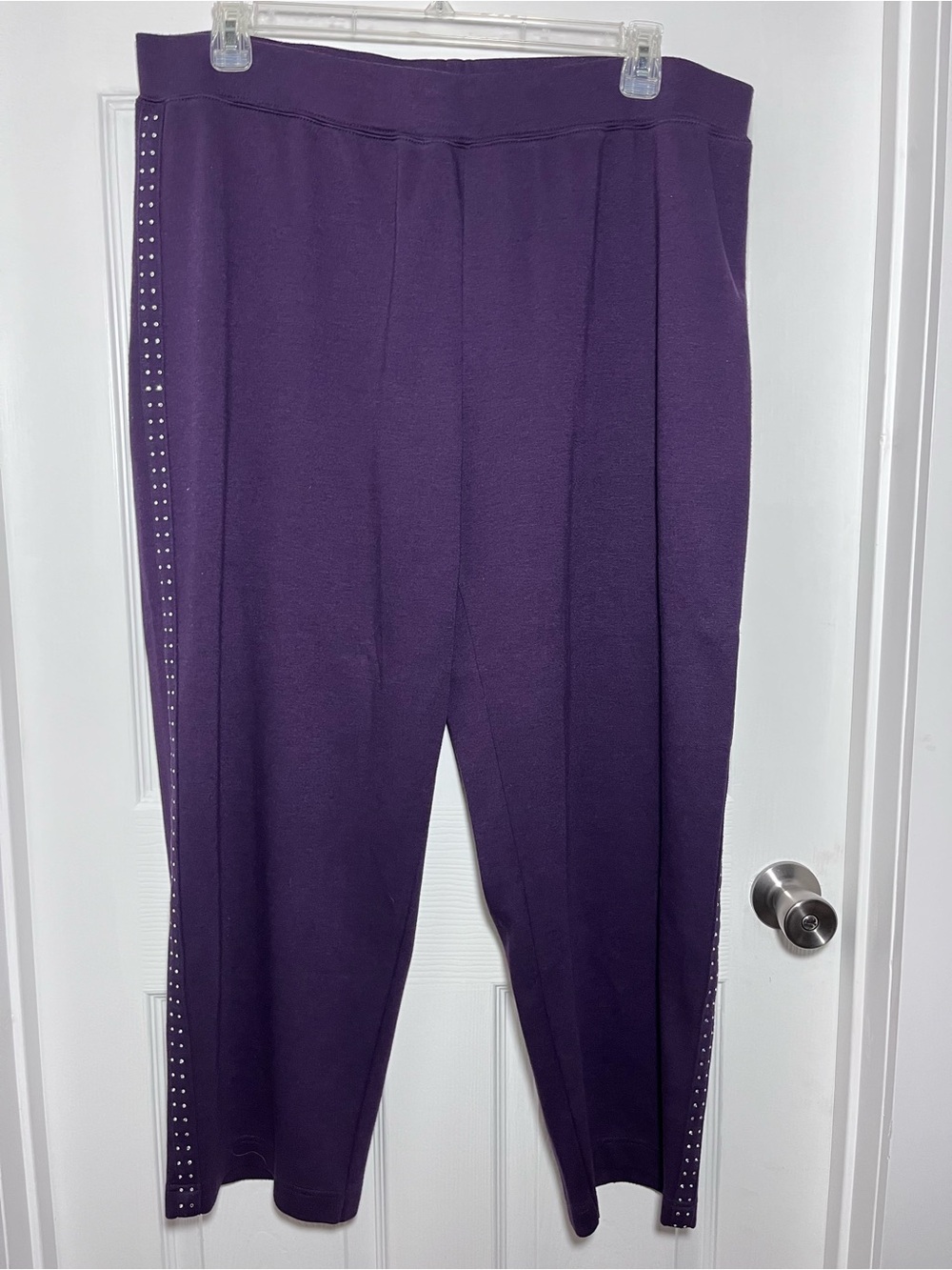 Architect Deep Plum Microfleece Joggers with Side Rhinestone Trim